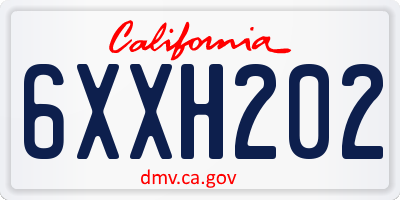 CA license plate 6XXH202