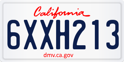 CA license plate 6XXH213