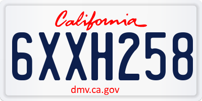 CA license plate 6XXH258