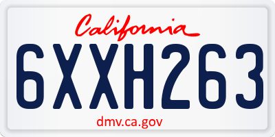 CA license plate 6XXH263