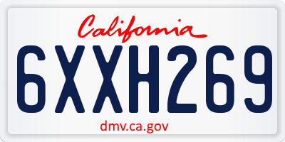 CA license plate 6XXH269