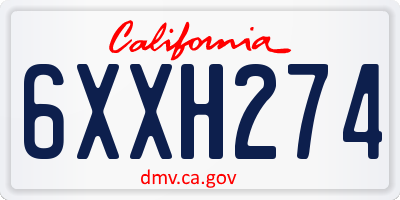 CA license plate 6XXH274