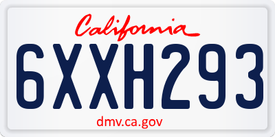 CA license plate 6XXH293