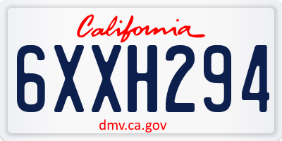 CA license plate 6XXH294