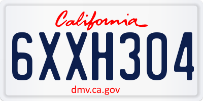 CA license plate 6XXH304