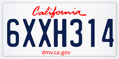 CA license plate 6XXH314