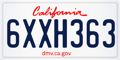 CA license plate 6XXH363