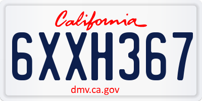 CA license plate 6XXH367