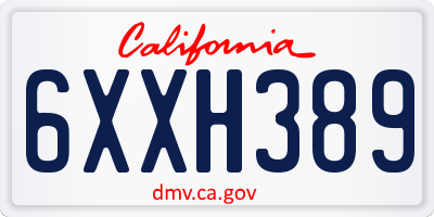 CA license plate 6XXH389