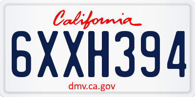 CA license plate 6XXH394