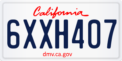 CA license plate 6XXH407