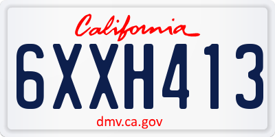 CA license plate 6XXH413