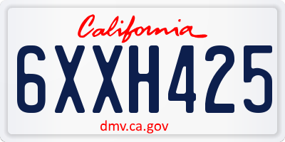 CA license plate 6XXH425