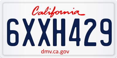 CA license plate 6XXH429