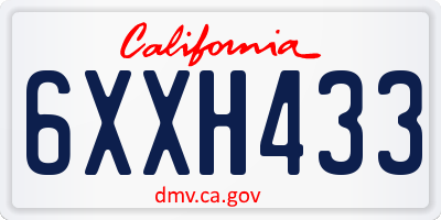 CA license plate 6XXH433