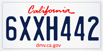 CA license plate 6XXH442