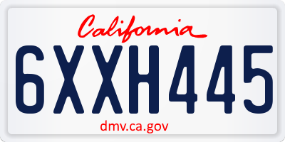 CA license plate 6XXH445