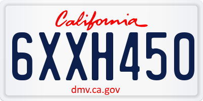 CA license plate 6XXH450