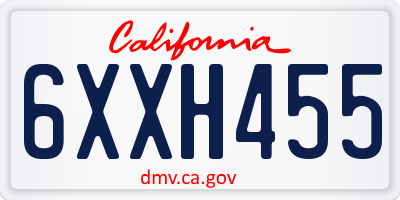 CA license plate 6XXH455