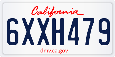 CA license plate 6XXH479