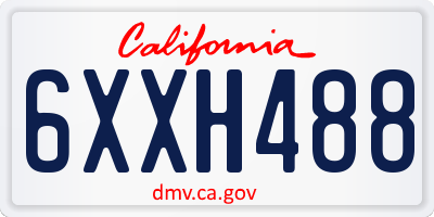 CA license plate 6XXH488