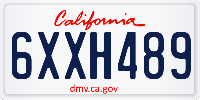 CA license plate 6XXH489