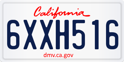 CA license plate 6XXH516