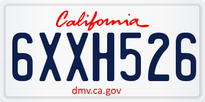 CA license plate 6XXH526