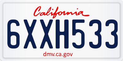 CA license plate 6XXH533