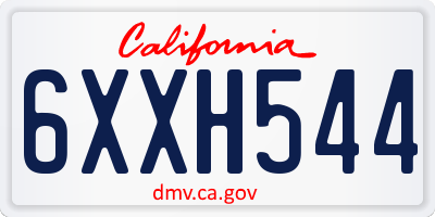 CA license plate 6XXH544