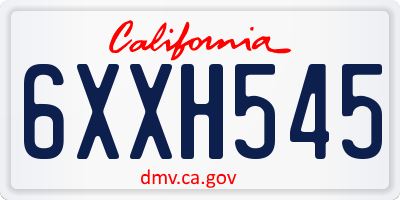 CA license plate 6XXH545