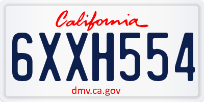 CA license plate 6XXH554