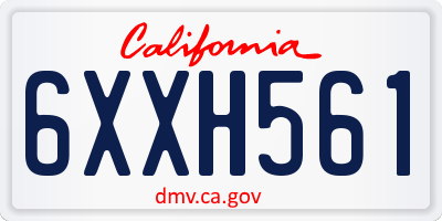 CA license plate 6XXH561