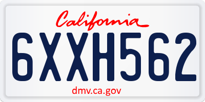 CA license plate 6XXH562