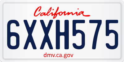 CA license plate 6XXH575