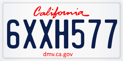 CA license plate 6XXH577