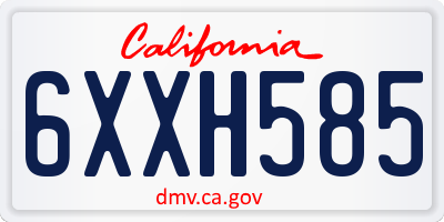 CA license plate 6XXH585