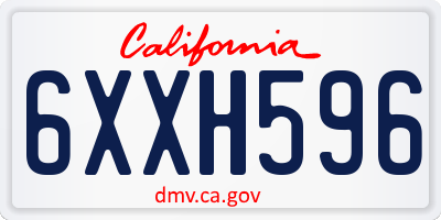 CA license plate 6XXH596