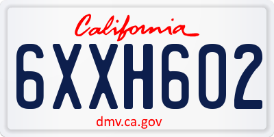 CA license plate 6XXH602