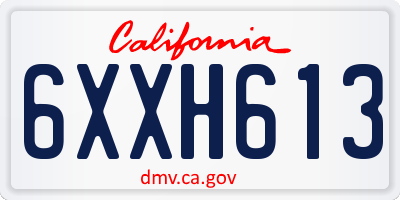 CA license plate 6XXH613