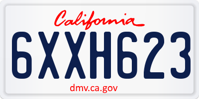 CA license plate 6XXH623