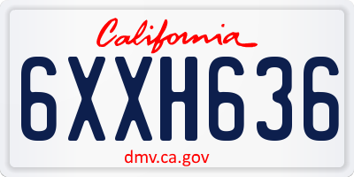 CA license plate 6XXH636