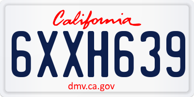 CA license plate 6XXH639