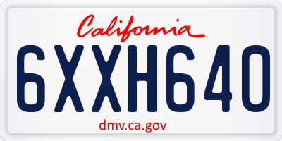CA license plate 6XXH640