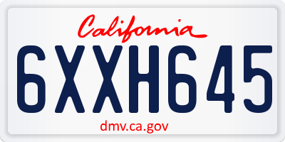CA license plate 6XXH645