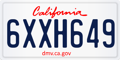 CA license plate 6XXH649