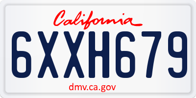 CA license plate 6XXH679