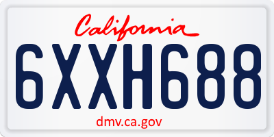 CA license plate 6XXH688