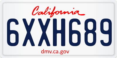 CA license plate 6XXH689