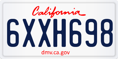 CA license plate 6XXH698